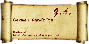 German Agnéta névjegykártya